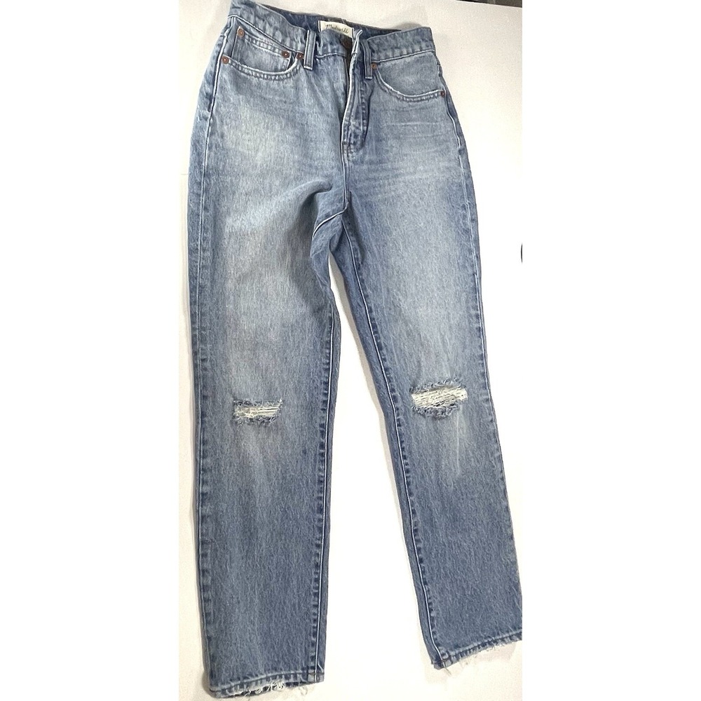 Madewell The Perfect Vintage Jeans Women's size 25 Light Wash Distressed Raw Hem